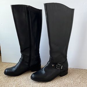 Me Too Artic Black Leather Knee High Zipper Boots Sz 7.5